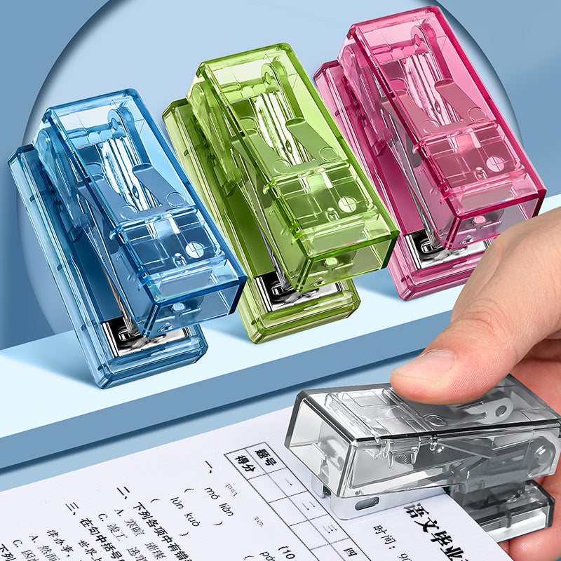 Huajie manufacturers wholesale transparent mini stapler student stapler No. 12 small household multi-function book machine