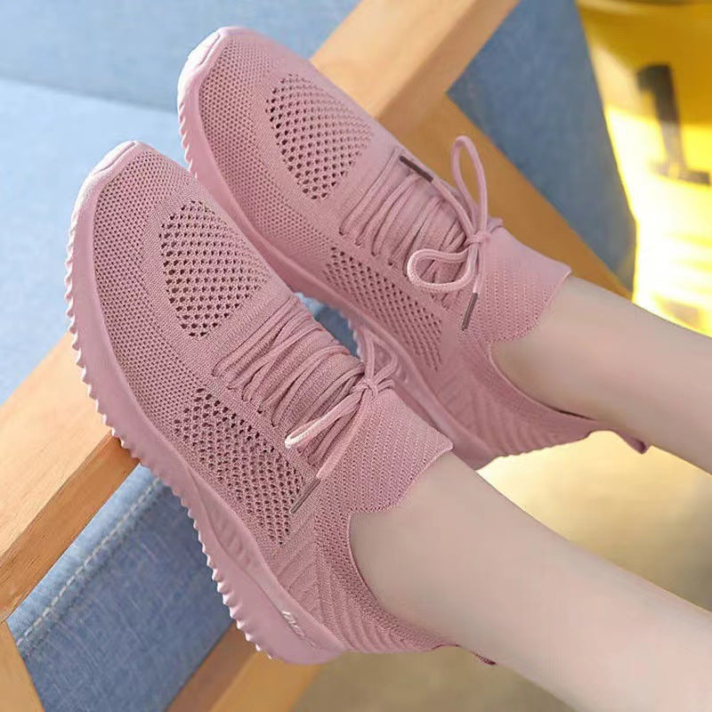 2025 Spring/Summer Fashion: Athleisure, Breathable and Lightweight, Korean Shoes, Trendy Coconut Shoes, Flying Woven Mesh Women's Shoes