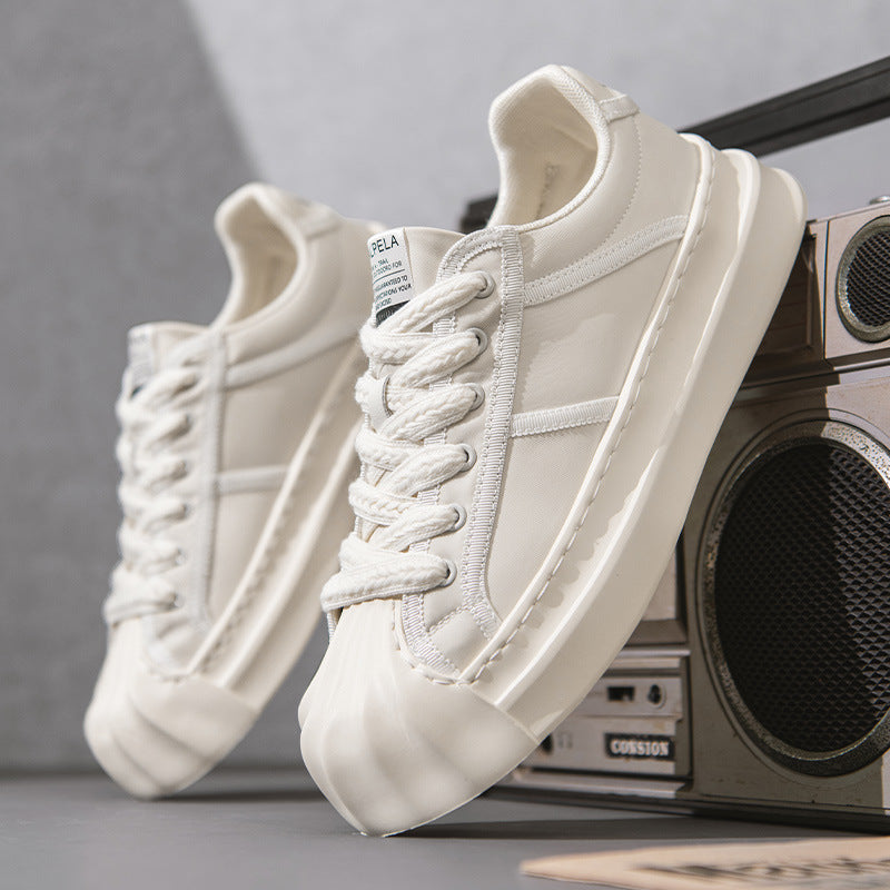 Canvas shoes, summer breathable sports flat shoes, Korean shell toe, thick soles, cold sticky casual and versatile trendy shoes, men's shoes