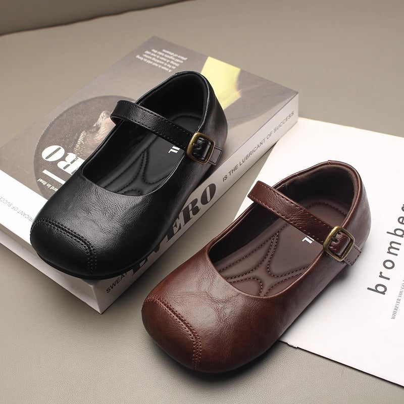 2026 Spring and Autumn New Children's Leather Shoes, Girls' Single Shoes, Baby Princess Shoes, Soft Soles, Little Girls' Black Foreign Style