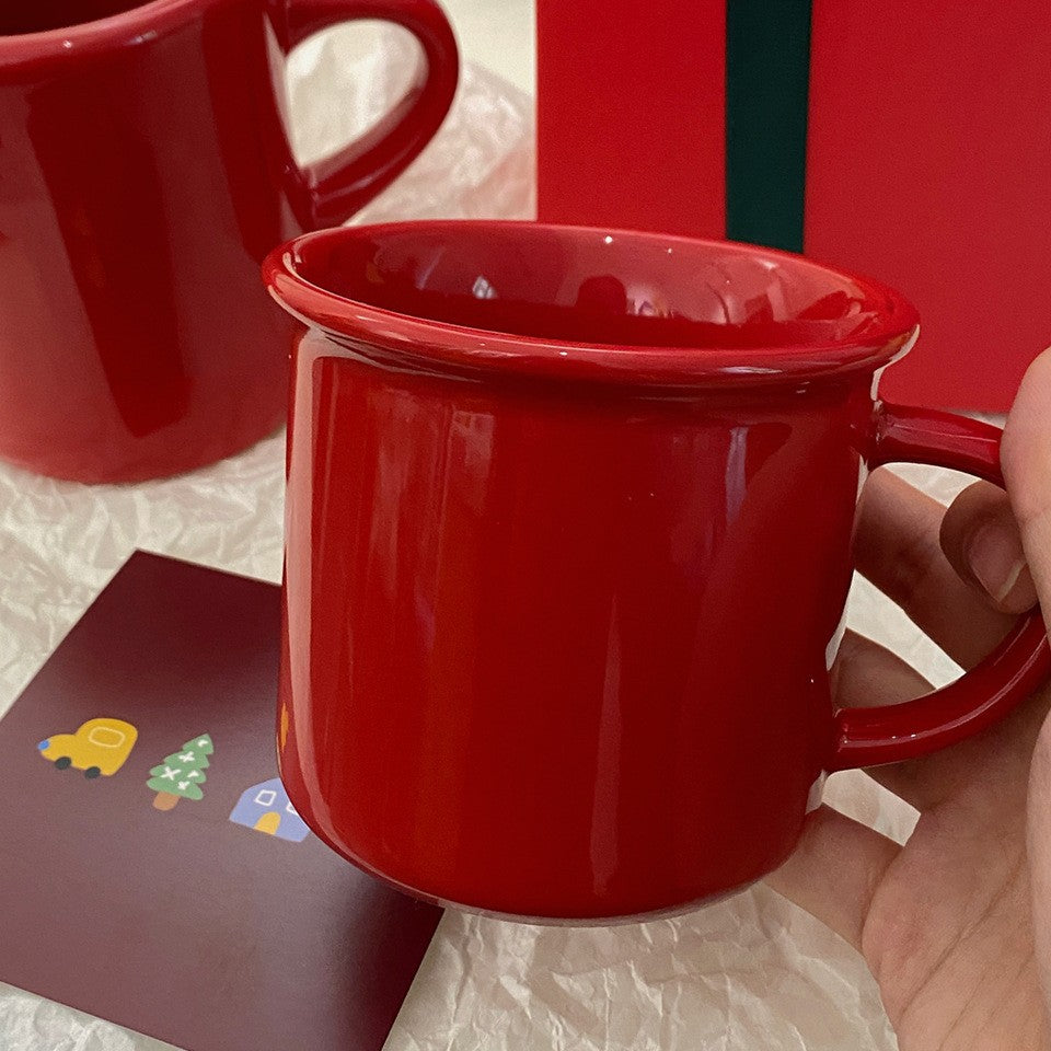 Christmas red lucky ceramic mug girlfriend couple gift breakfast coffee milk mug ins style ceramic mug