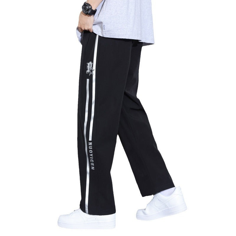 Junior high school students summer pants drape ice silk teen loose straight leg sweatpants men's slacks quick-dry