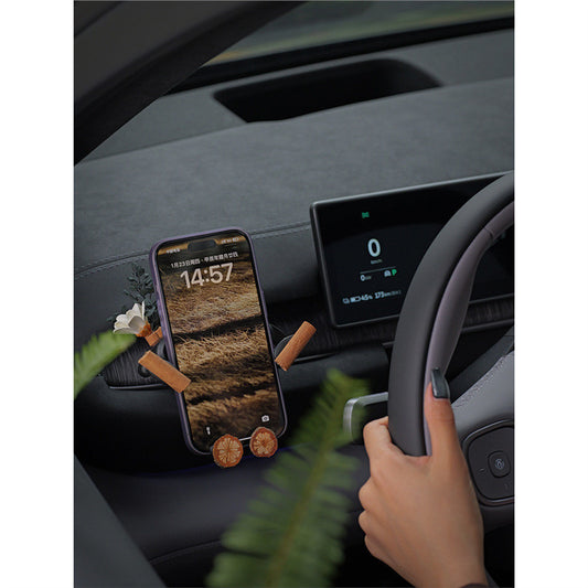 Q5T creative car dried flower car mobile phone holder holder high-end car interior decoration air outlet new car