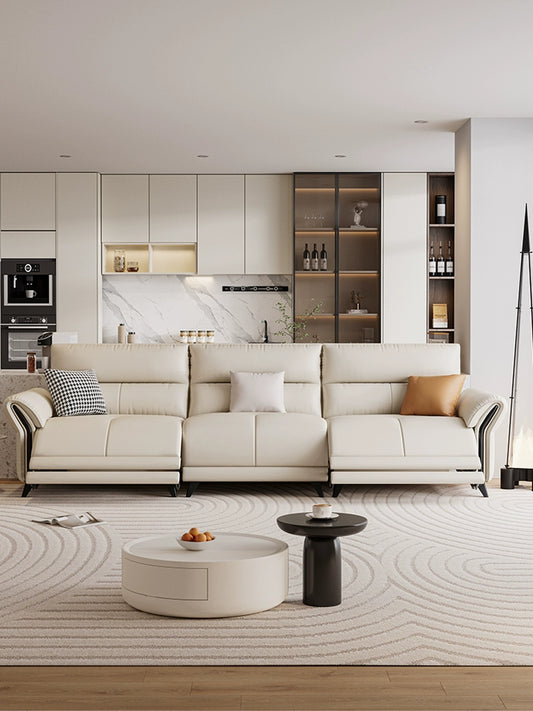 Leather function electric retractable sofa