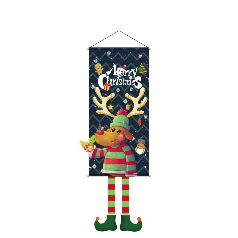 Cross-border classic plaid Christmas flag decoration couplet lantern elf family restaurant KTV shopping mall holiday decoration
