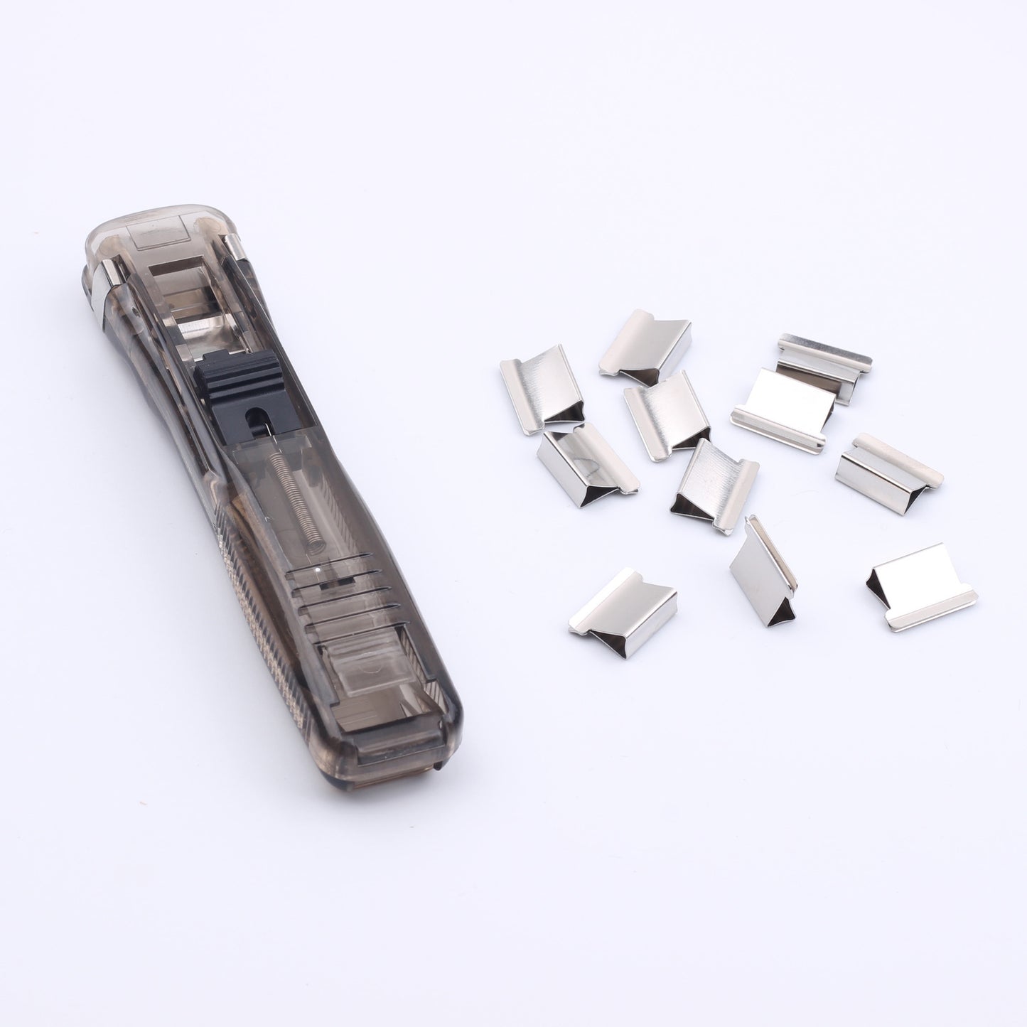 Factory wholesale office stationery medium push clip refill clip creative stapler needleless reusable