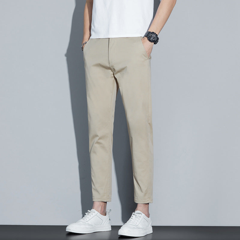 Men's slacks, cropped pants, boys' fashion, student pants, solid color trousers, men's trousers, 988 188