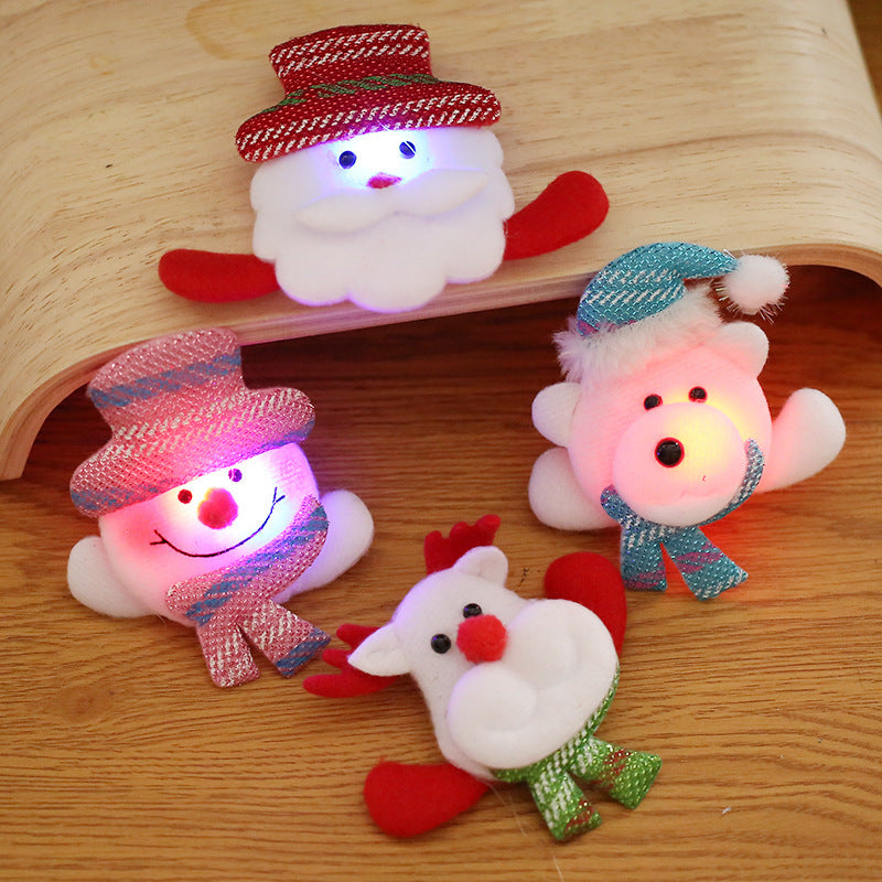 christmas decoration supplies luminous brooch badge old man snowman bear christmas gifts wholesale