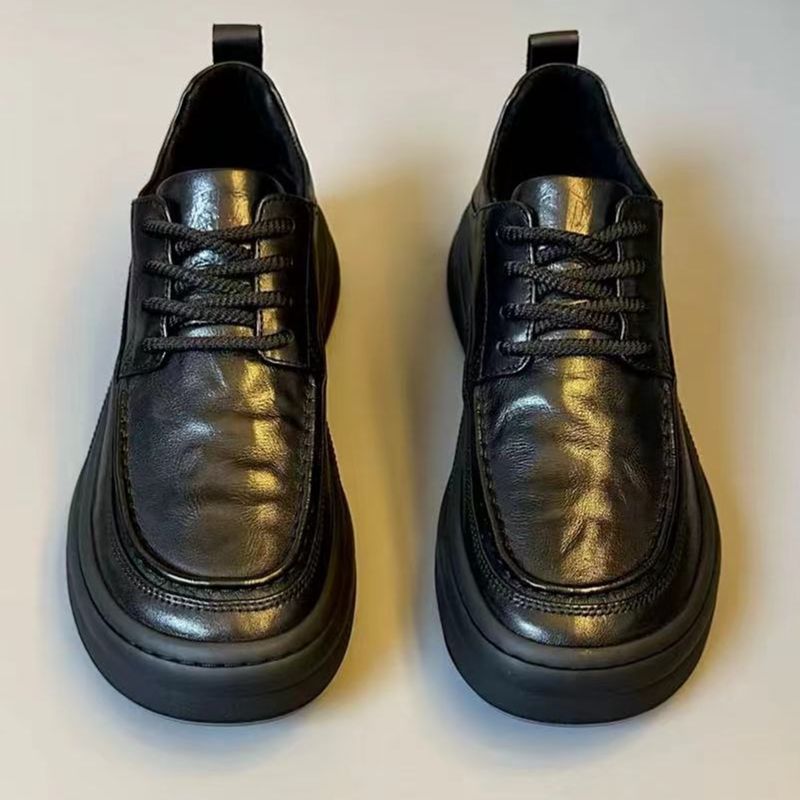 2025 men's new business casual board shoes round toe fashion British versatile breathable soft soled leather shoes formal super soft