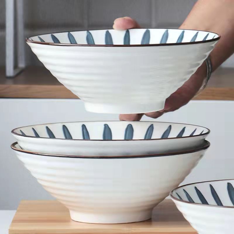Underglaze color household instant noodle bowl restaurant noodle restaurant rice noodle bowl ceramic bowl wholesale hat bowl soup bowl large capacity