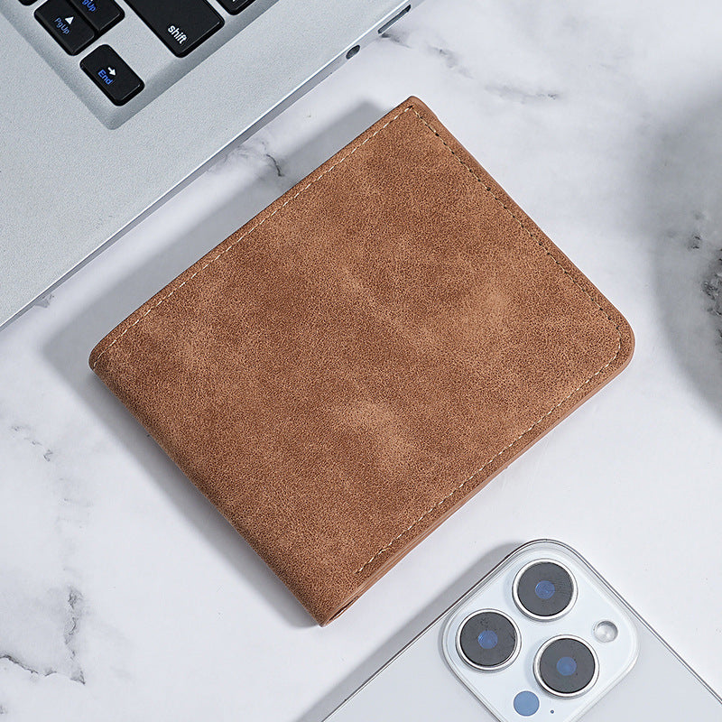 Japanese Muji Frosted Wallet Card Case All-in-One Men's Ultra-Thin Short Wallet Soft Leather Wallet Multi-Card Wallet