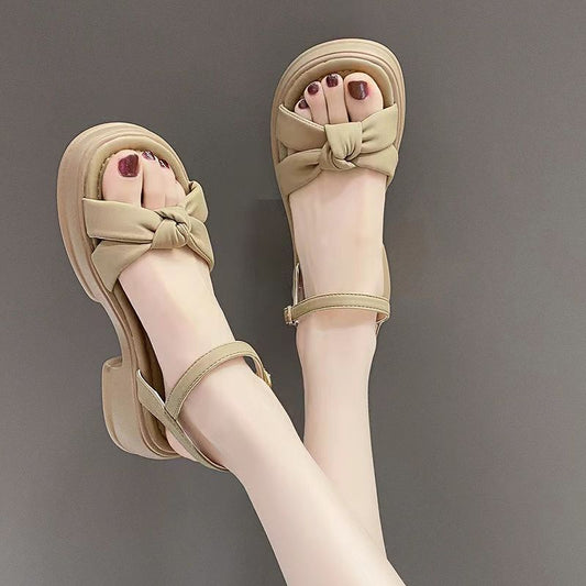 Foreign trade on behalf of the fairy style platform sandals for women to wear the new summer bow block heel with fashionable beach shoes