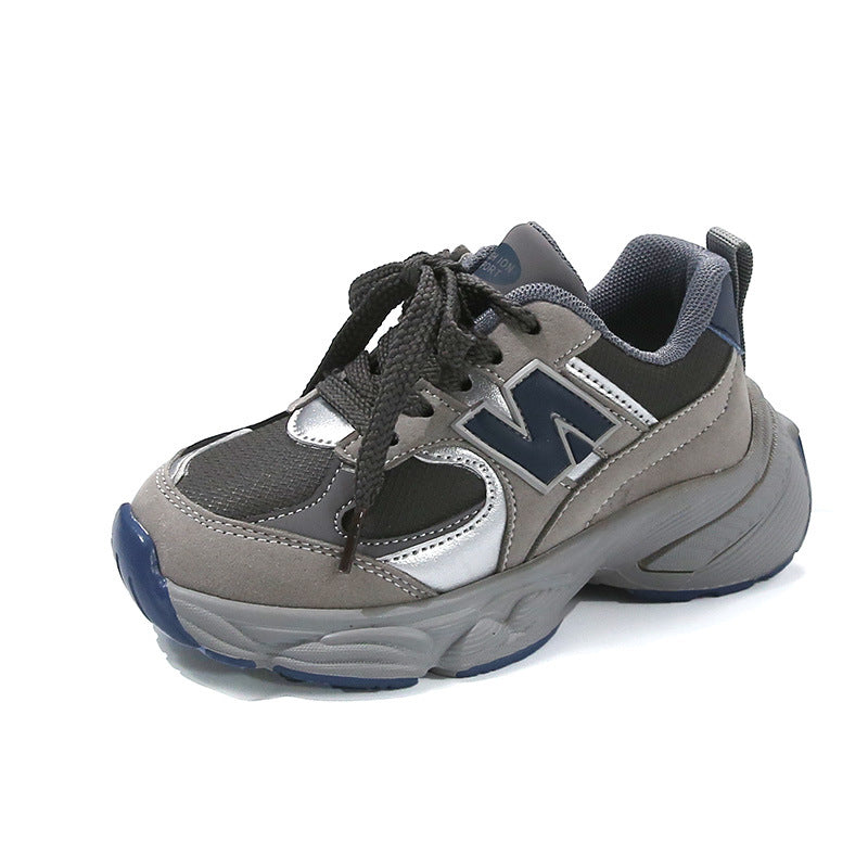 Children's shoes boys' sneakers spring 2025 new boys' dad shoes anti-slip middle and big children handsome running trend