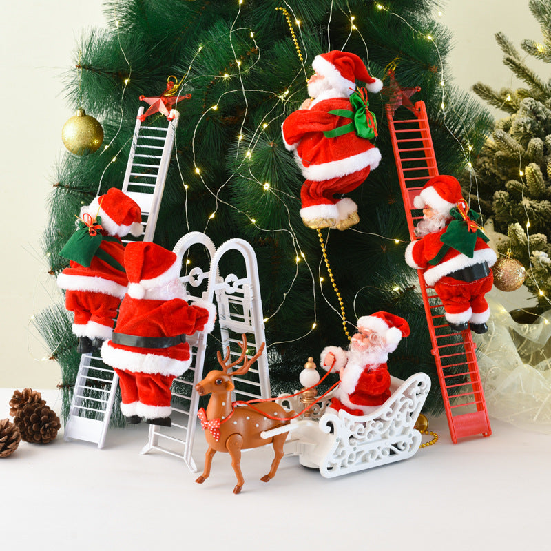 Cross-border Christmas decoration electric climbing ladder Santa Claus climbing beads Santa Claus children's gift shopping mall decoration
