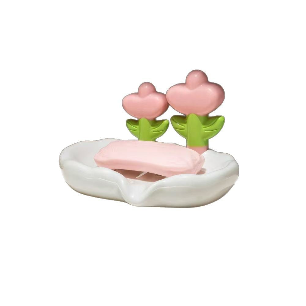 [Free shipping] flowers, light luxury, Internet celebrity soap boxes, plastic drainable washbasins, high-grade shelves, soap boxes