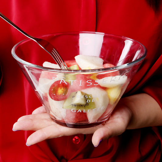 Home Glass Bowl Instant Noodle Bowl Single Noodle Bowl Home Salad Plate Ins Cute Fruit Salad Bowl Soup Bowl Cutlery
