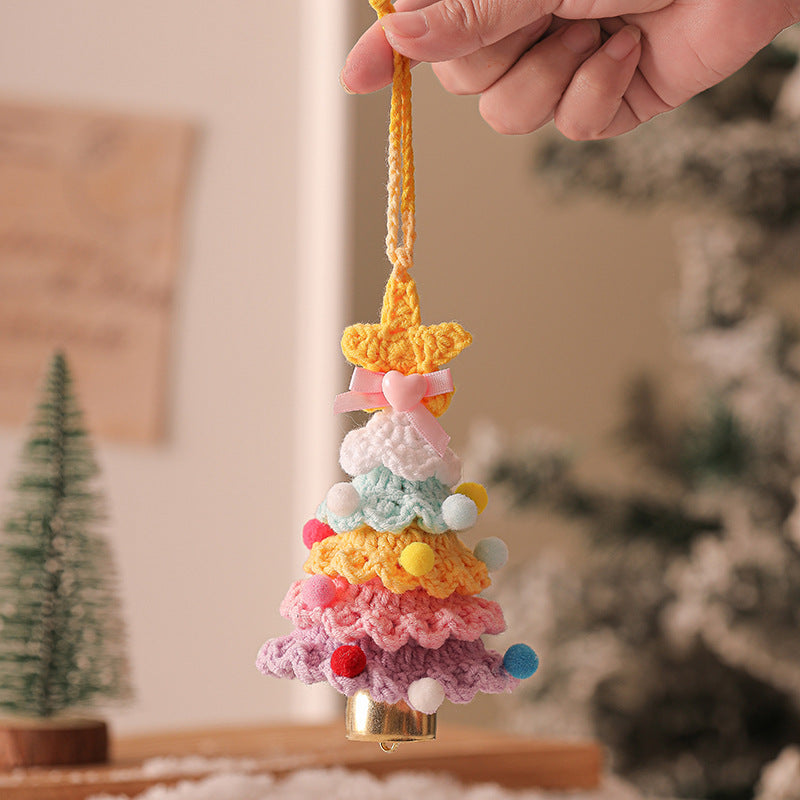 Cross-border plush Christmas pendant, woolen crochet Christmas tree ornament, Christmas decoration car pendant