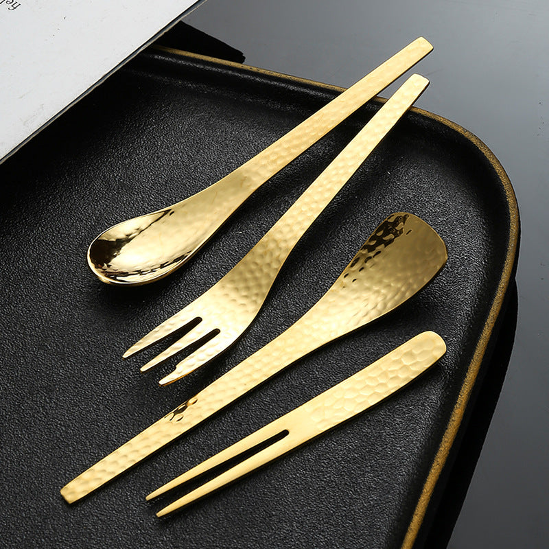 Cross-border Amazon 304 stainless steel spoon, Japanese hammer series dessert spoon, high-value fruit fork, ice cream spoon