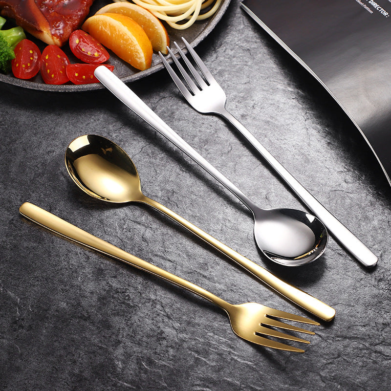 304 stainless steel Korean style long-handled spoon fork