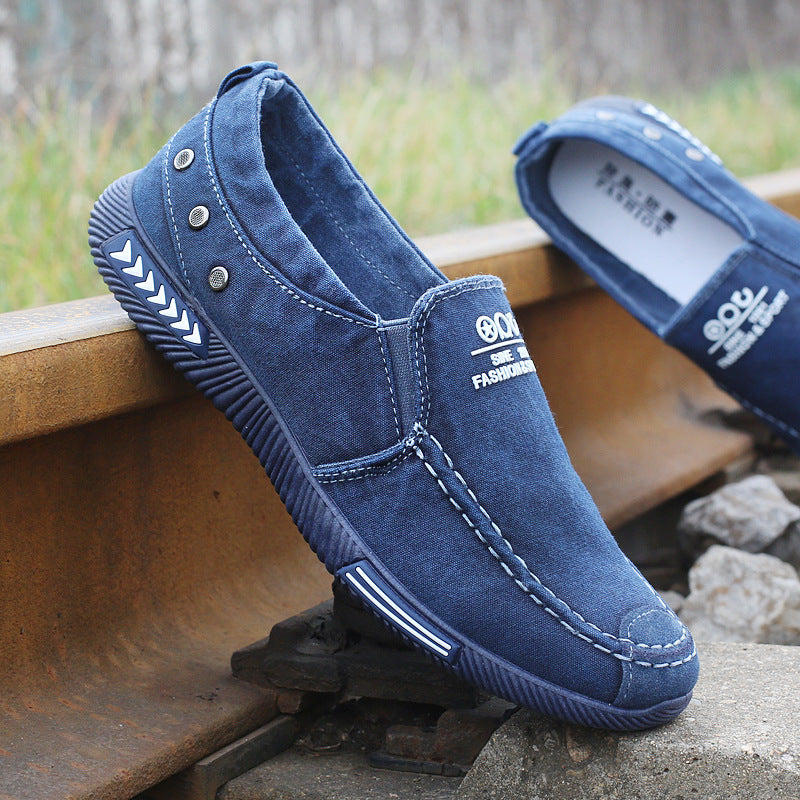 Old Beijing cloth shoes men's spring new casual canvas shoes low-top breathable slip-on shoes soft-soled work shoes