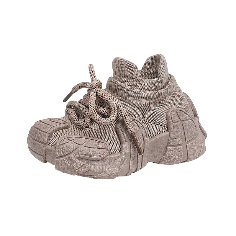 Children's sports shoes, spring and autumn boys' casual shoes, net shoes, fly knitted girls' socks, baby white shoes, 1-7 years old