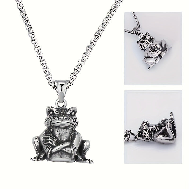 Fashion accessories men's European and American hiphop hip hop trend brand golden toad necklace long wholesale cross-border