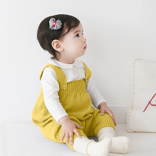 Baby knitted bib baby collar base shirt two-piece spring and autumn baby sweater ruffle collar shirt set
