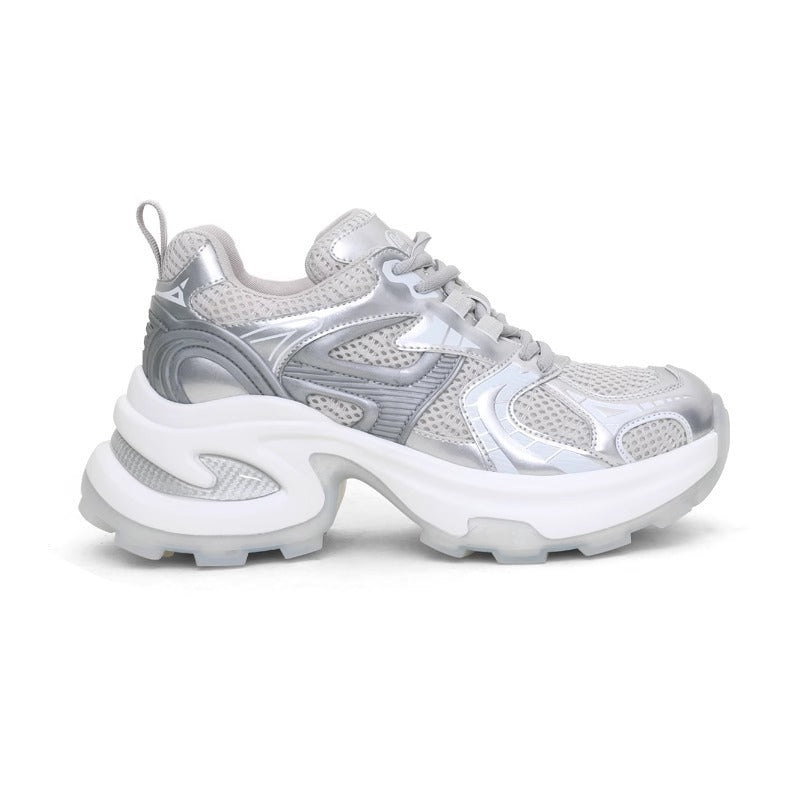 7.5cm height increase~ Zhi Ke thick sole to increase the height of Daddy Shoes Women's 2025 spring new mesh breathable casual shoes