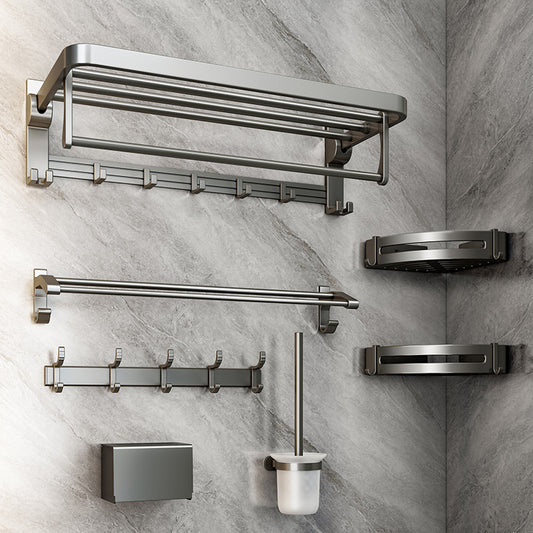 Gun gray towel rack bathroom space aluminum free punching bathroom rack wall-mounted toilet toilet bath towel rack
