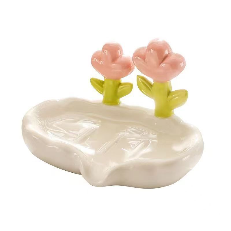 [Free shipping] flowers, light luxury, Internet celebrity soap boxes, plastic drainable washbasins, high-grade shelves, soap boxes
