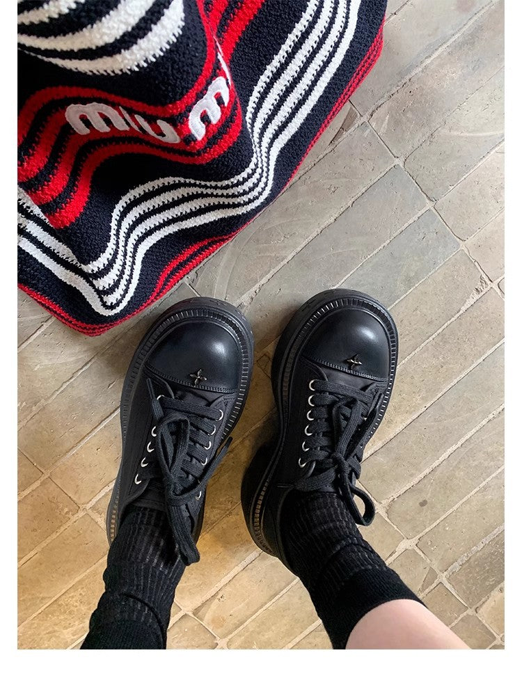 Grape mom has the same style as the big round toe 7cm thick sole heightening lace-up round toe white shoes casual canvas shoes for women autumn and winter