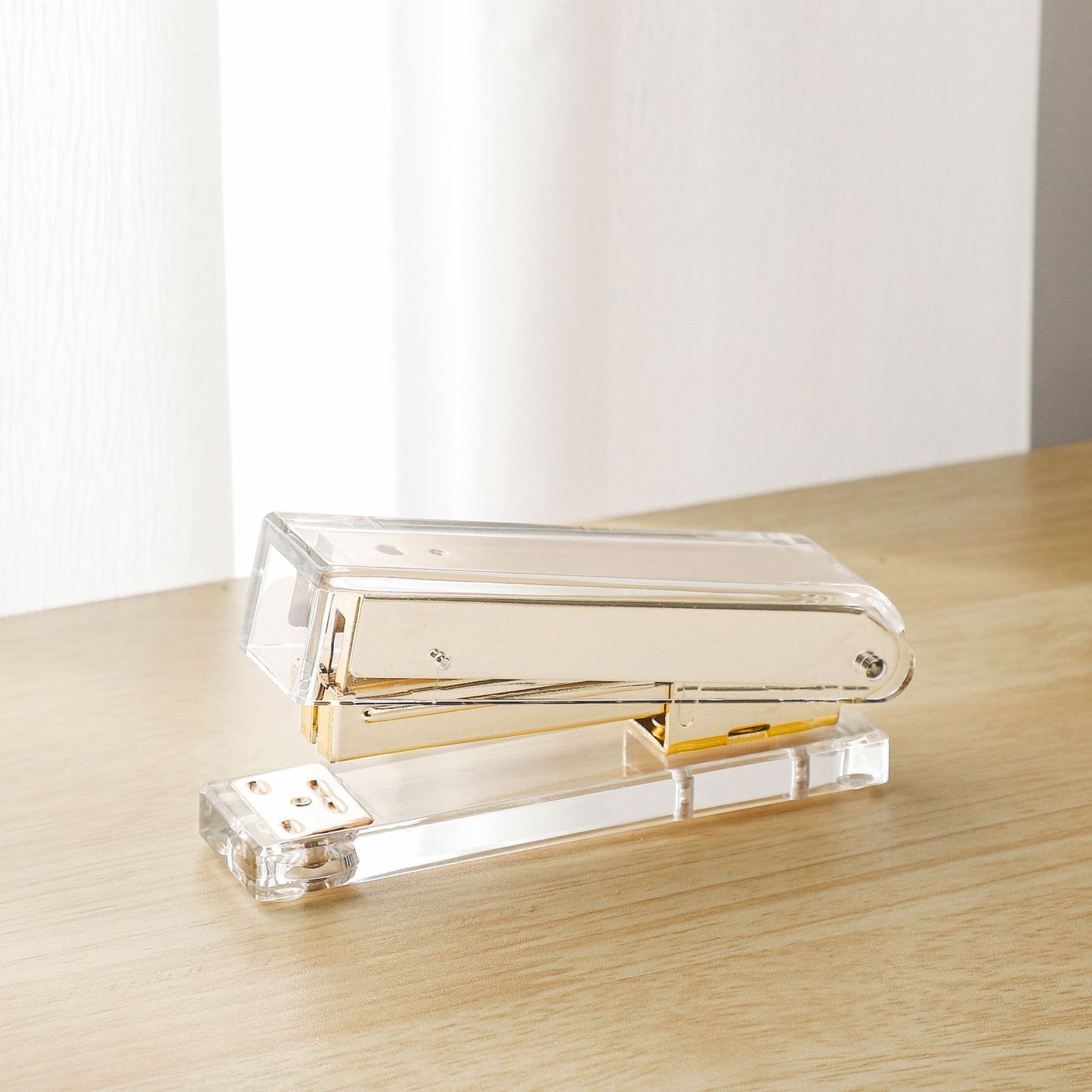 Mingqiang transparent acrylic stapler transparent rose gold stapler large binding machine desktop office supplies