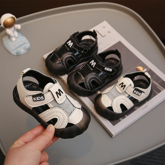 Summer baby boy sandals toe kick anti kick beach shoes 1-2-3 years old boys shoes non slip soft sole toddler shoes