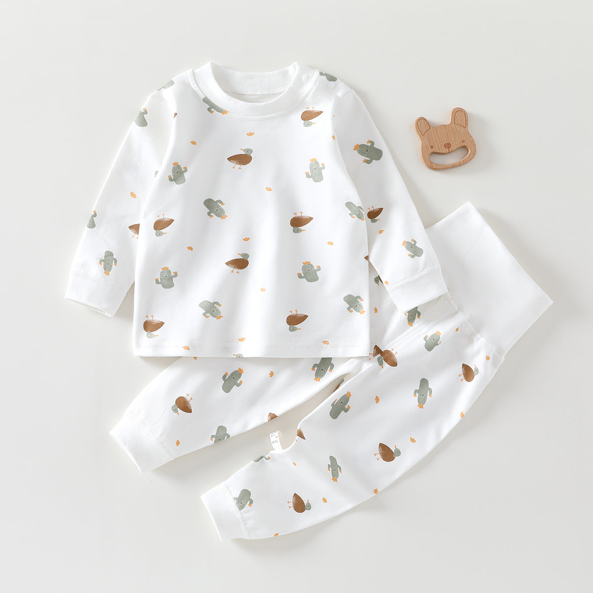 Spring and autumn high-waisted belly protection newborn autumn clothes set children's autumn pants baby thermal underwear baby leggings pajamas