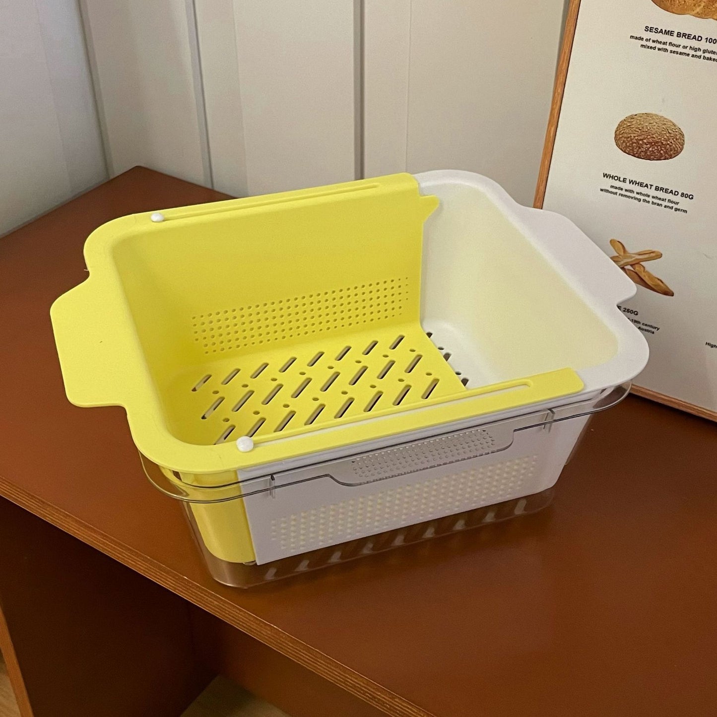 Retractable Draining Basket Macaron Tone Double Layer Multi-Purpose Multi-Purpose Fruit Plate Vegetable Basket Home Kitchen Supplies