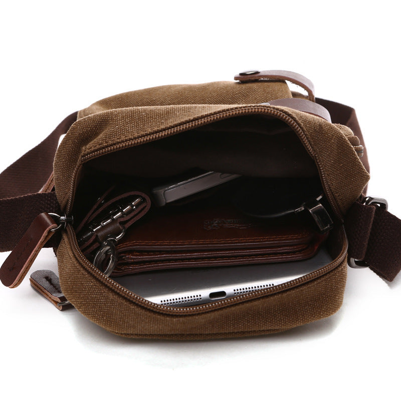 Men's Crossbody Bag Canvas Multi-Compartment Hand-Held Simple Casual Travel Bag Business Men's Shoulder Bag Fashion
