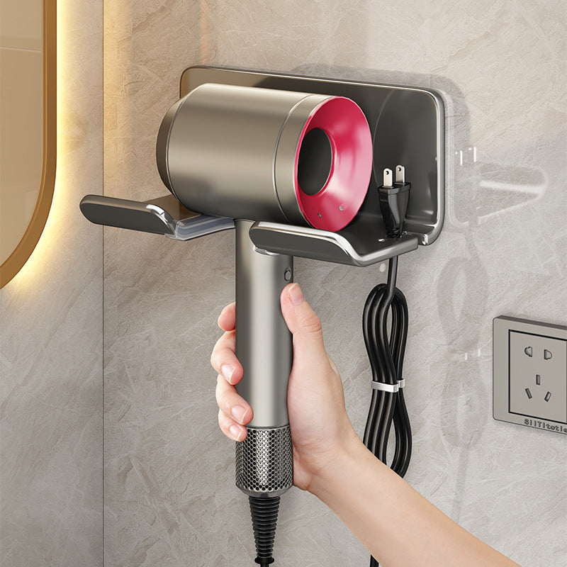 Hair dryer rack free punching bathroom hair dryer hanger bathroom wall-mounted hair dryer bracket storage artifact