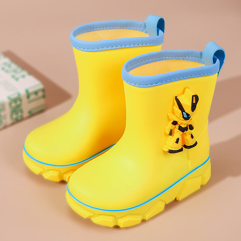 2024 Spring New Four Seasons Cartoon Children's Rain Boots Rain Boots Robot Thick-soled Anti-slip Water Shoes Boys and Girls Kindergarten