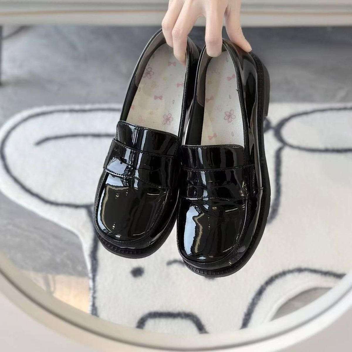 Kitten toast original Lolita basic jk uniform college shoes round toe shoes Japanese medium size women's single shoes uniform shoes