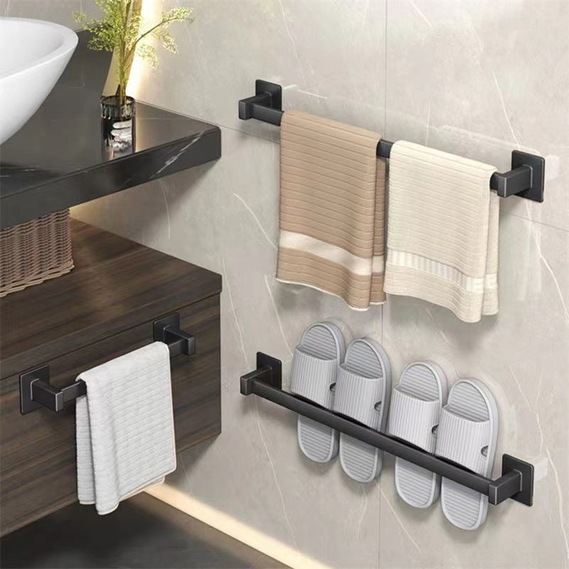 Bathroom towel rack non-perforated bath towel rack towel pole toilet rail door slipper rail wholesale multi-purpose
