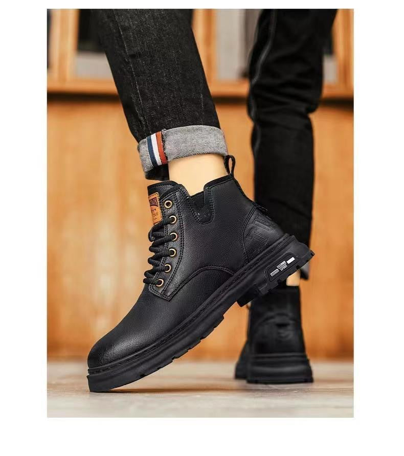 Martin Men's Boots, Cargo Boots, Spring High-top, Breathable Casual Shoes, Leather Shoes, British Fashion, Versatile Retro Men's Boots