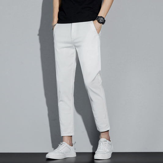 Men's slacks, cropped pants, boys' fashion, student pants, solid color trousers, men's trousers, 988 188
