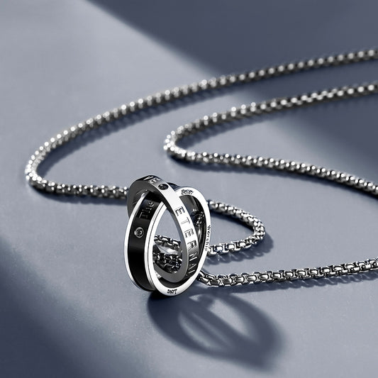 Necklace men's hip-hop titanium steel does not fade double-ring pendant high-quality versatile sweatshirt sweater chain sweater chain accessories women