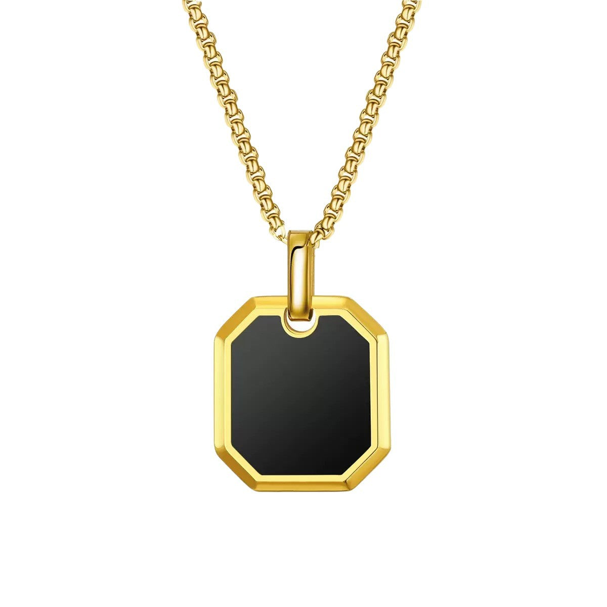 Cross-border titanium steel square pendant men's necklace sweater chain wear and match jewelry niche high-end jewelry men