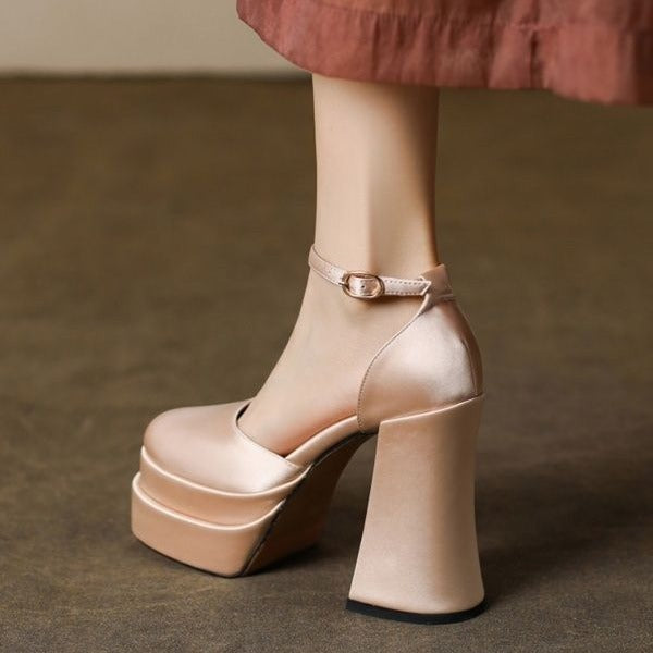2025 new small thick heel platform high heels engagement banquet shoes do not tire feet, main wedding dress wedding shoes artifact