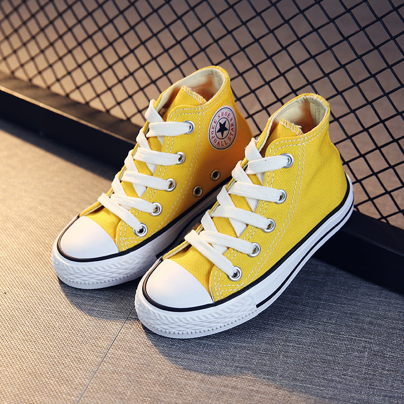 OPOEE Children's Shoes 2025 Spring Men's and Women's Fashion Lace-up High-Top Canvas Shoes Baby Casual Board Shoes C8008