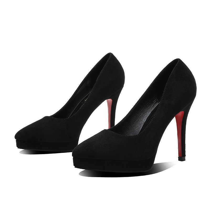 608-2 High Heels Women's Platform Thin Heel Pointed Toe Small Suede Women's Shoes Nightclub Sexy Shoes