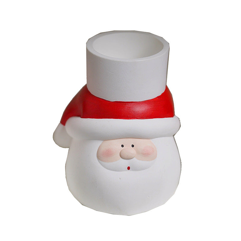 Hand painted Santa Claus plaster candle holder, tea wax scented candle, Christmas candle, holiday souvenir, photo props