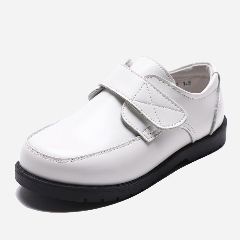 Children's leather shoes: boys' white leather shoes, soft soles, British style, 2026 spring/summer new collection, elementary school performance shoes, school shoes