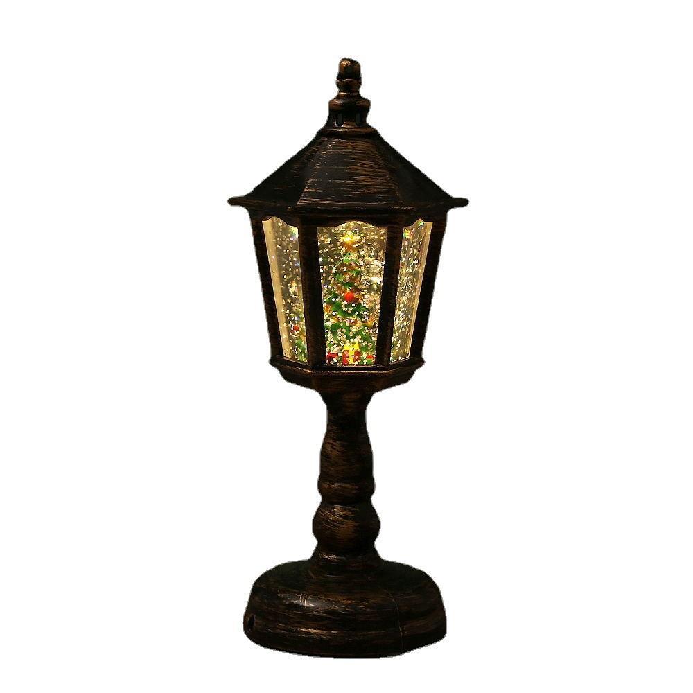 Christmas decorations glowing water filled hexagonal table lamp Christmas ornaments night light creative ornaments Christmas gifts